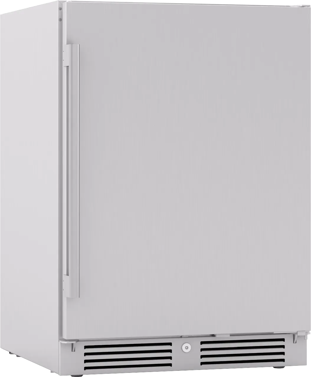 Stainless steel outdoor refrigerator with front ventilation and door handle